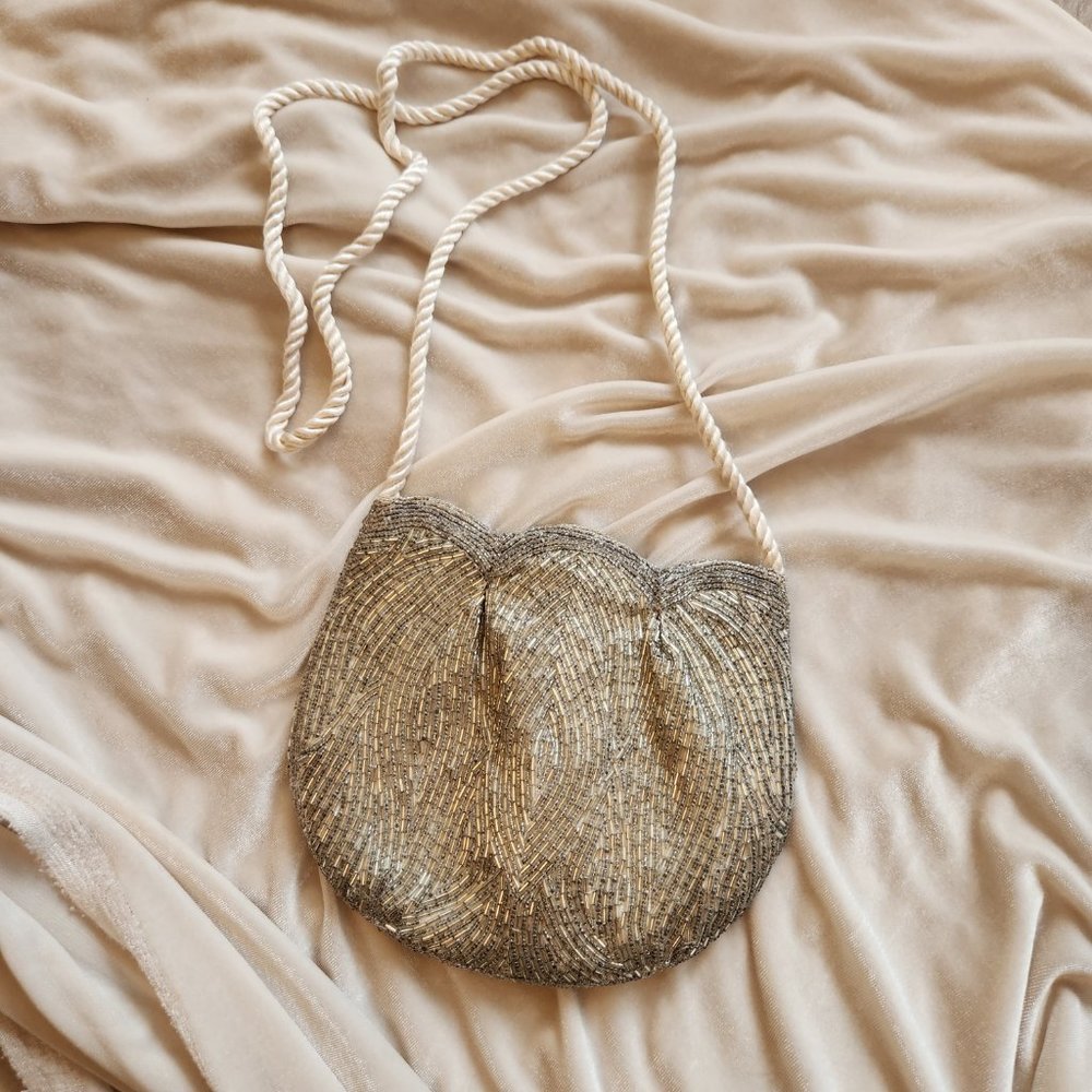 Vintage Tulip Shaped Beaded Evening Bag